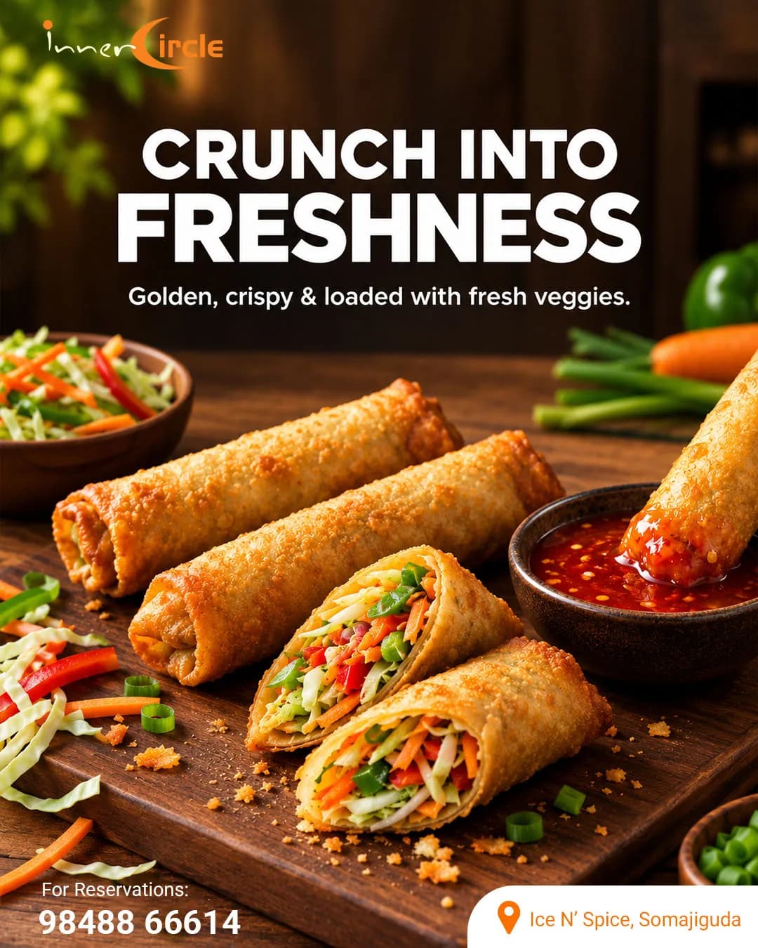 Crunch Into Freshness: Crispy Veg Spring Rolls at Inner Circle